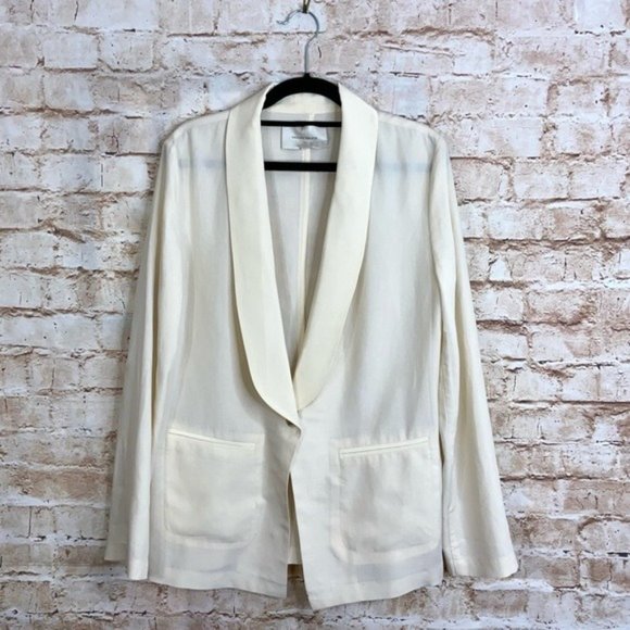 Brochu Walker Jackets & Blazers - Brochu Walker Ivory Linen Blend Lightweight Blazer Size Medium